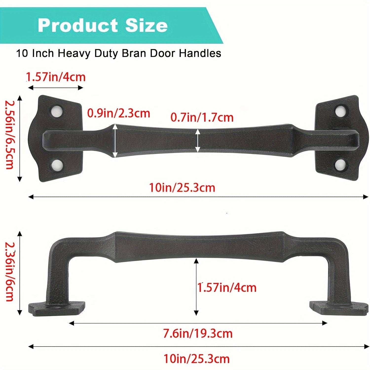 25.4cm Heavy Duty Matte Black Sliding Barn Door Handle for Interior and Exterior Doors