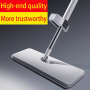 Flat Mop with Super Absorbent Sponge, Hand-Free Washing, Quiet Mopping for Home