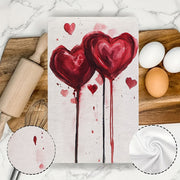 Two Pieces Kitchen Towels Ultra Soft Absorbent Valentine Heart Design 40x60 cm