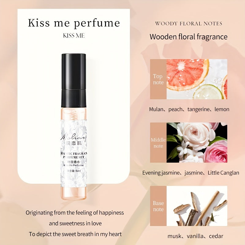 Women's Fragrance Set with Fresh Fruit Scent 5 Pieces Liquid Perfume for Daily Wear Travel