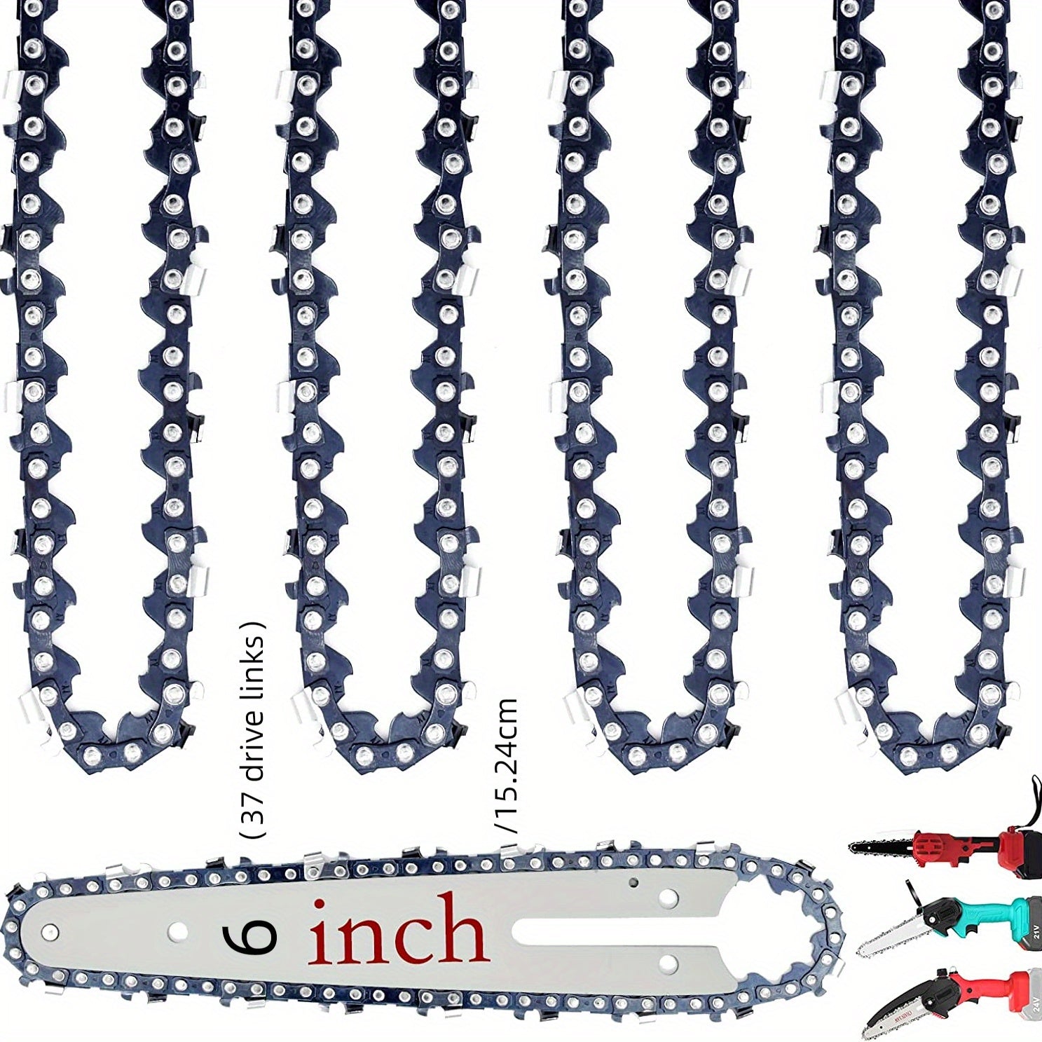4 Pcs 15.24 cm Mini Chainsaw Replacement Chains for Cordless Electric Mini Chainsaws Woodworking DIY