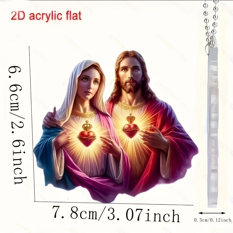 2D Acrylic Pendant Car Mirror Ornament Keychain with Light in Heart