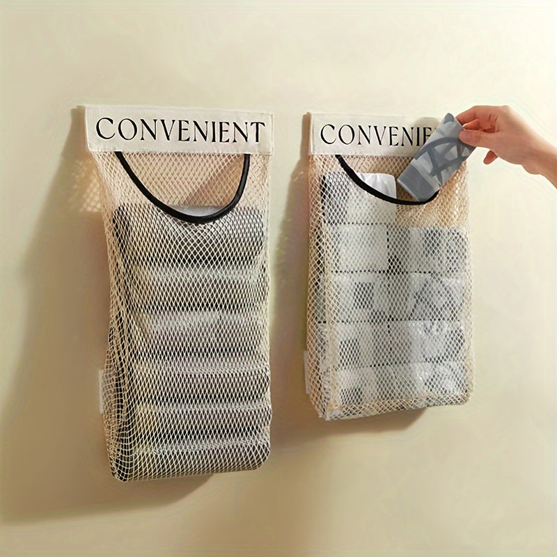 Mesh Storage Bag Wall Mount Garbage and Shopping Bag Organizer