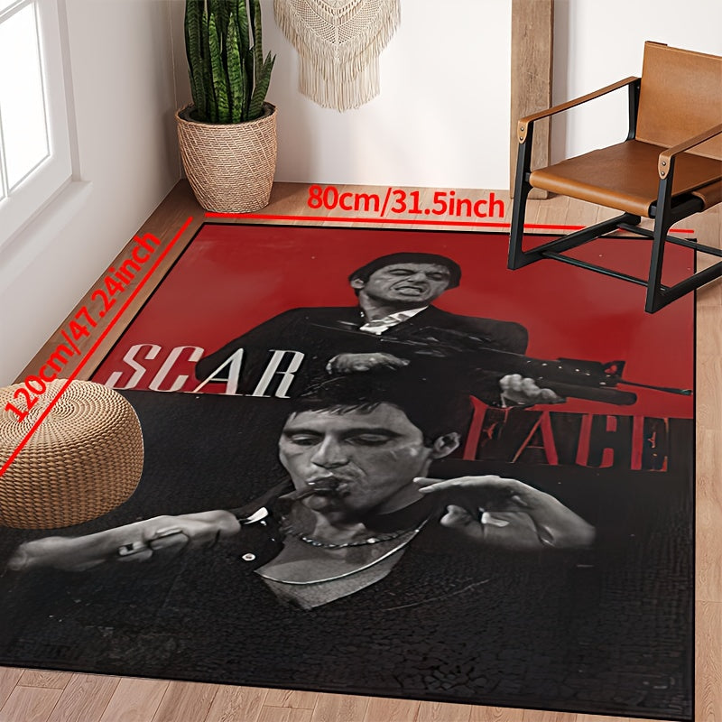 Scarred Man Cigar Gun Area Rug Non-Slip Washable Multiple Sizes