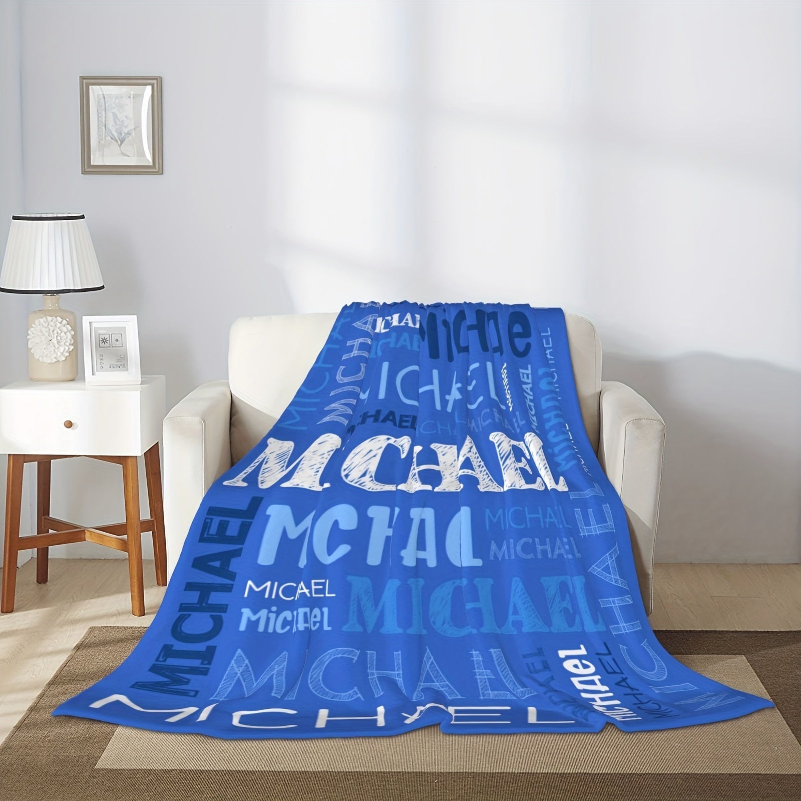 Personalized Flannel Blanket with Name Soft 100% Polyester for Adults Home Travel