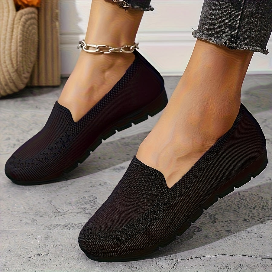 Women’s Knit Slip-On Loafers Lightweight Non-Slip Breathable Casual Shoes
