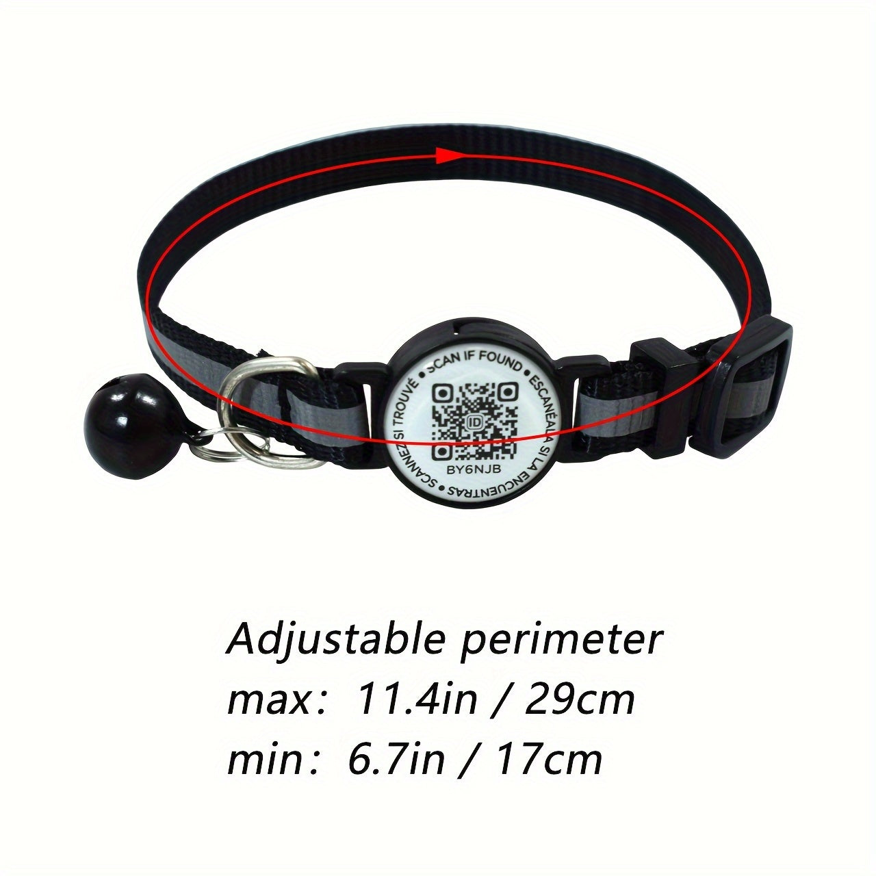 Reflective QR Code Pet Collar for Cats and Small Dogs High Visibility Night Anti-Lost Striped Polyester