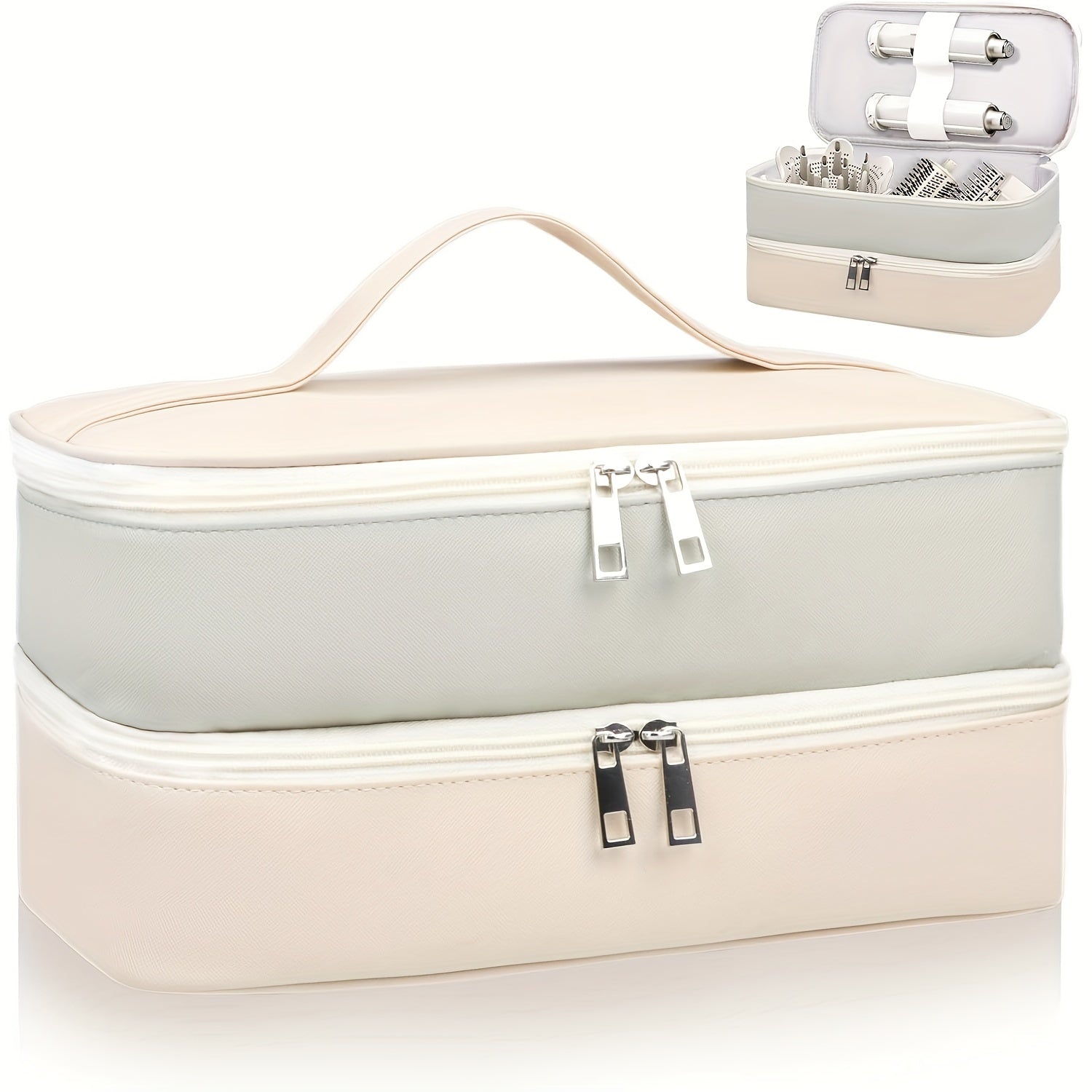 Estuche de secador de pelo de viaje unisex con bolsa organizadora a prueba de agua, resistente a arañazos y de doble capa en blanco, negro y azul