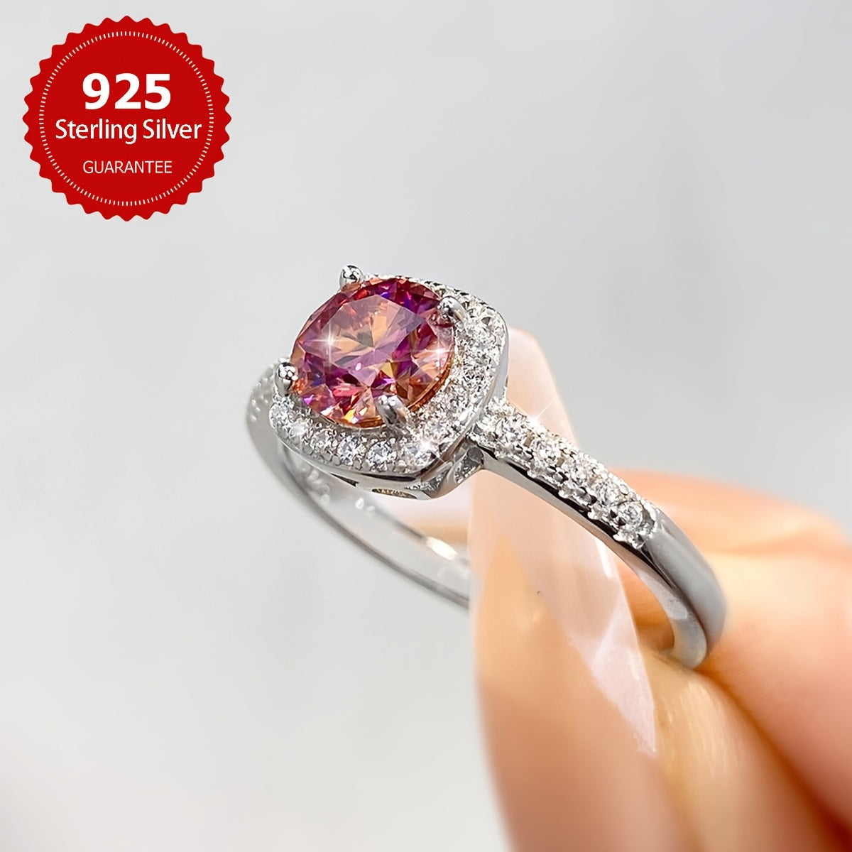 Sterling Silver Baguette Moissanite Ring for Women Wedding Engagement Anniversary