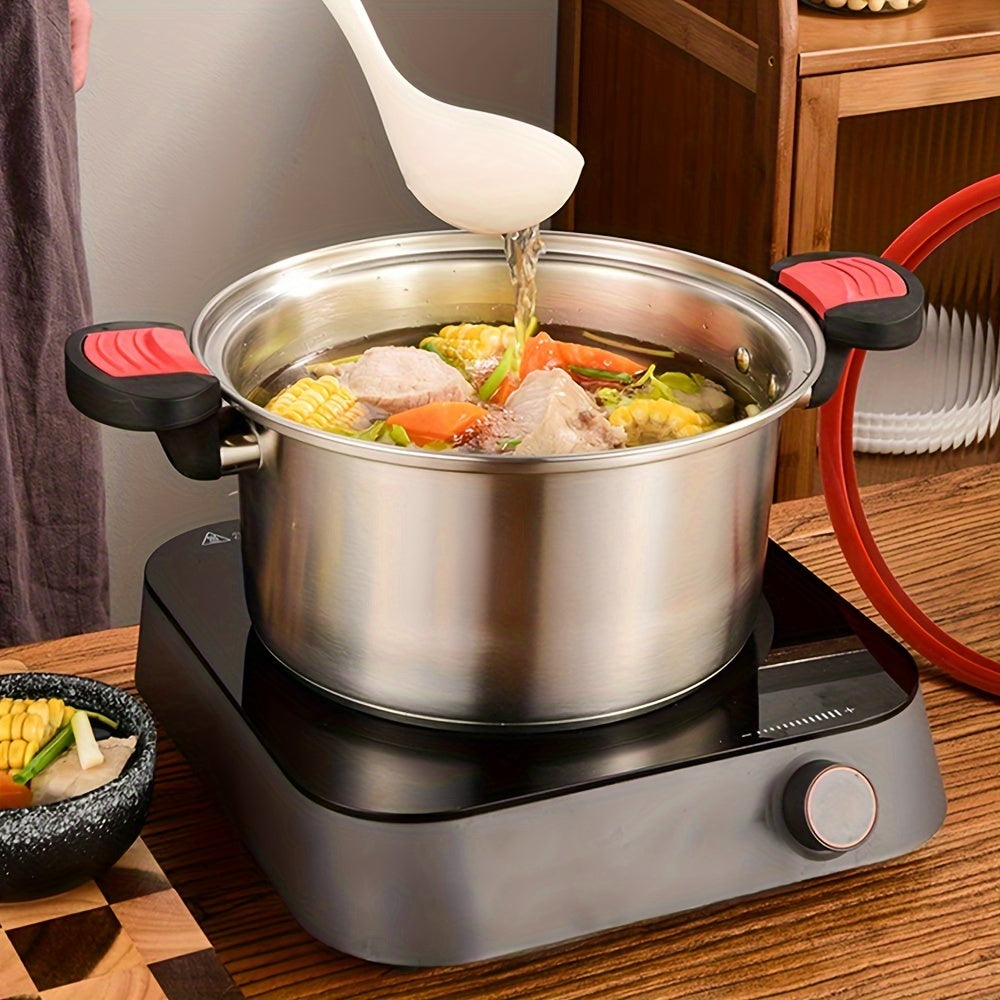 Red Circle Stand Handle Micro Pressure Cooker for Small Kitchen Use