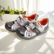 Women's Retro Lace-Up Sneakers Casual Breathable Slip-Resistant Black and Orange