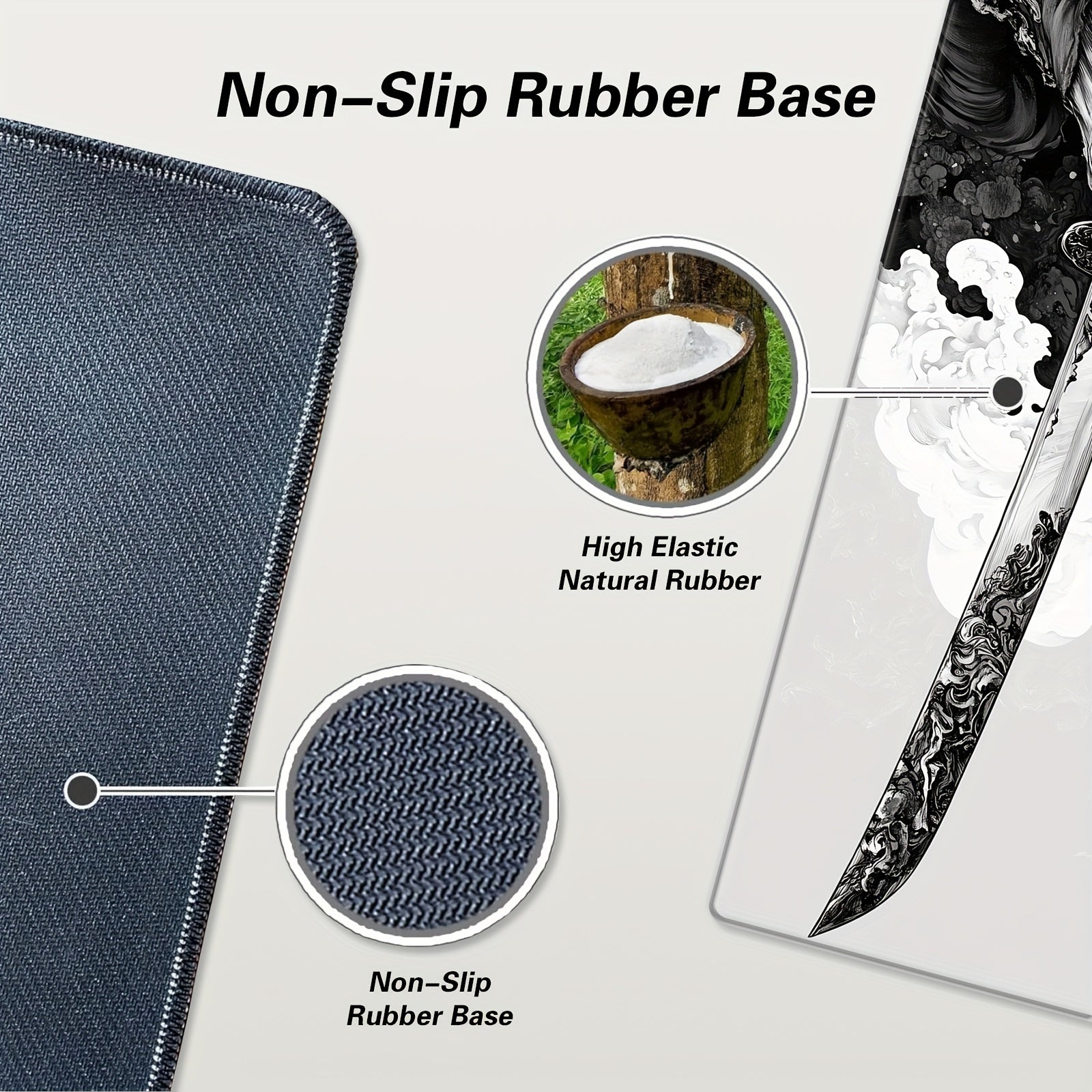 Large Japanese Samurai Sword Gaming Mouse Pad 80x30 cm Natural Rubber Desk Mat Durable Edges