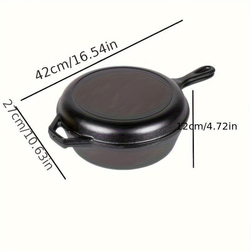 Dual-Sided Cast Iron Skillet Set Non-Stick Versatile for Frying Soup Stew