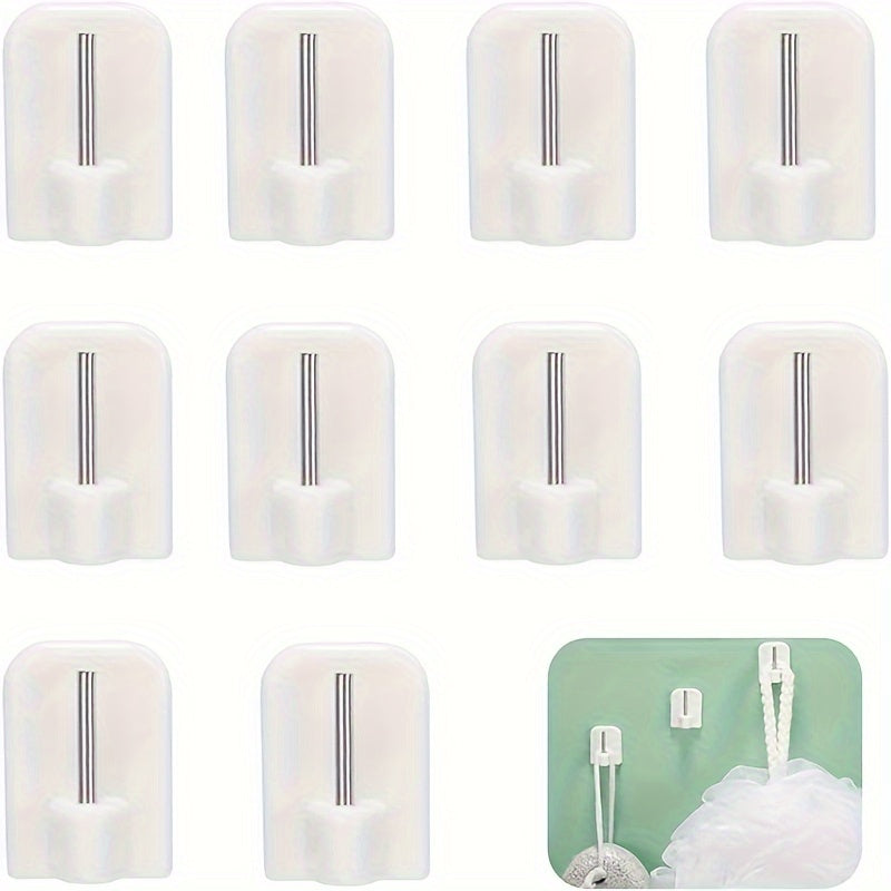 Set of 10 White Seamless Wall Hangers Adhesive Hooks for Home and Office