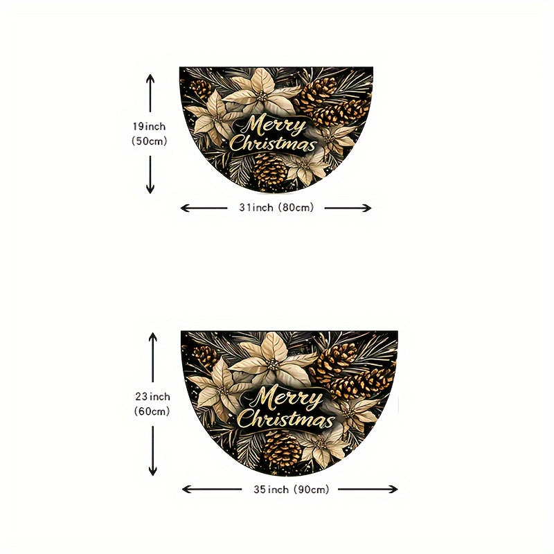 Christmas Cheer Semi-Circle Doormat Non-Slip Machine Washable Polyester