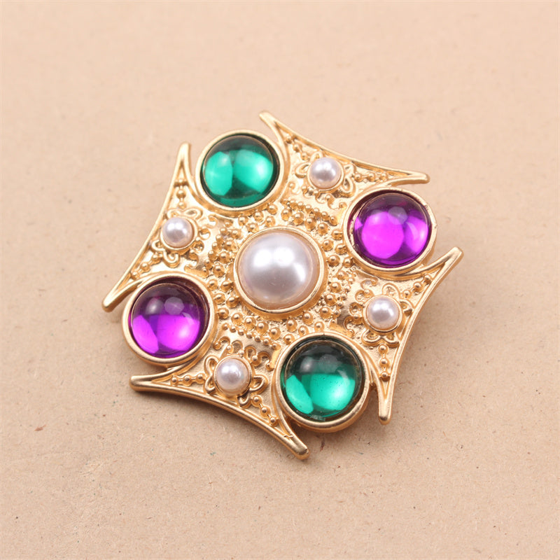Vintage Resin Enamel Brooch Pin for Women Stylish Baroque Jewelry Gift