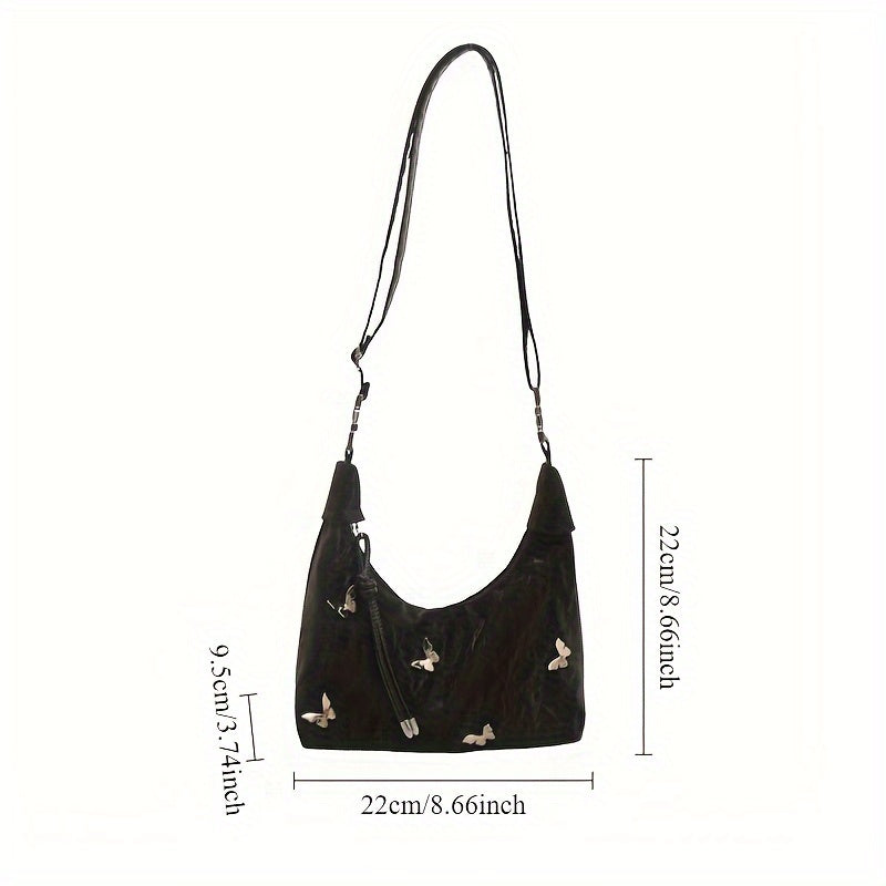 Women's Crossbody Bag with Butterfly Decoration PU Zipper Closure Multiple Colors