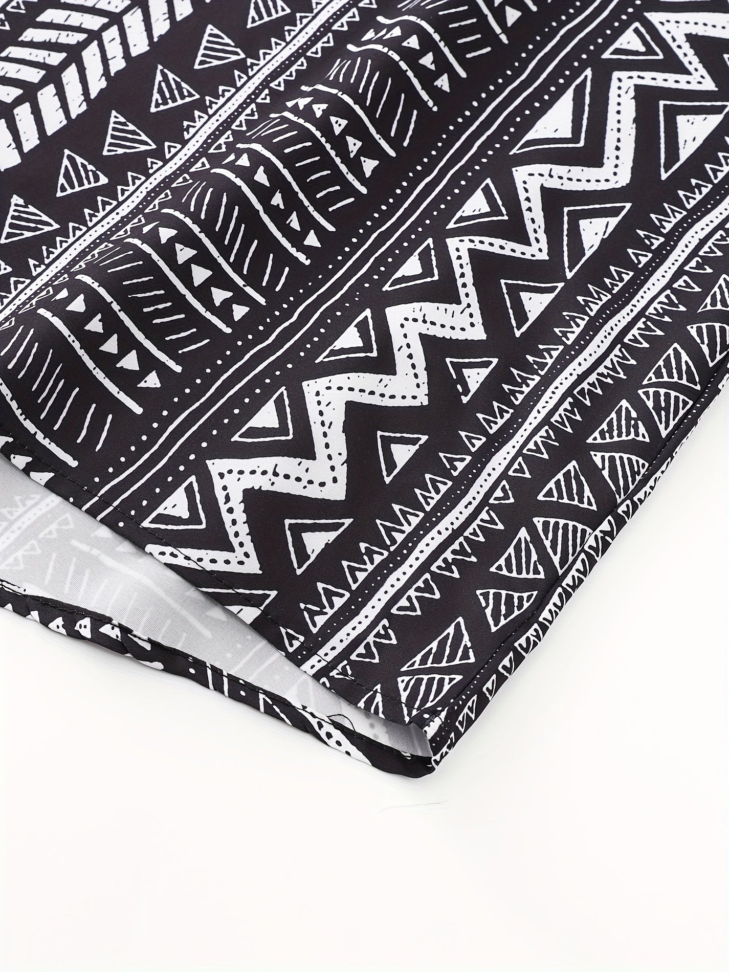 Men's Casual Cotton Blend All Over Print Patterned Shirt with Crew Neck