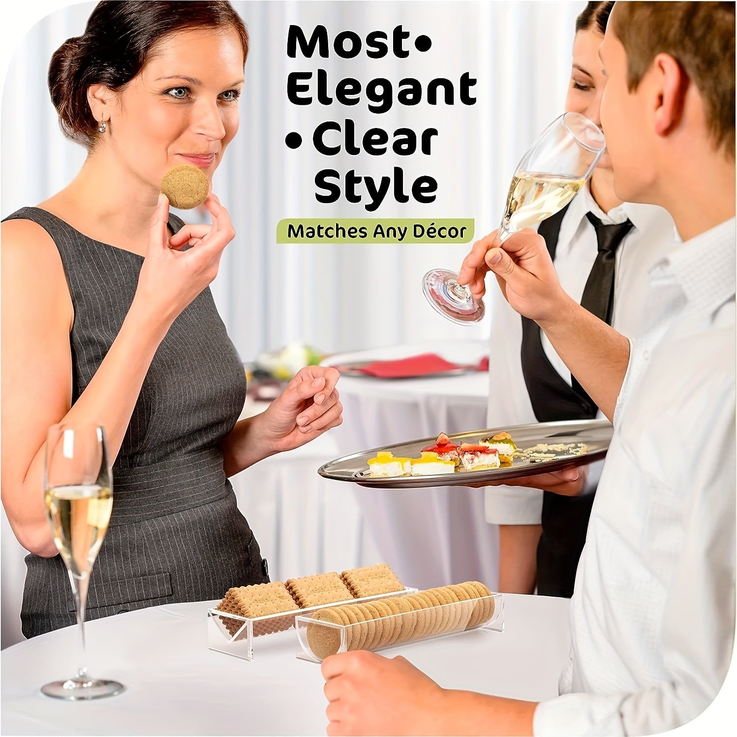 Juego de 2 bandejas rectangulares de acrílico transparente seguras para contacto con alimentos para charcutería y fiestas