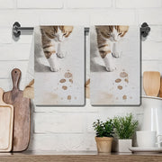 2 Pieces Ultra Soft Kitchen Towels Kitten Tiptoes Absorbent Dish Hand Towels 16x24 Inches