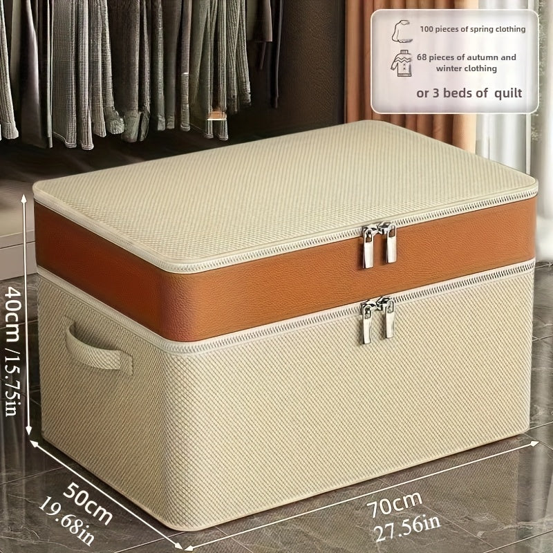 Large Capacity Rectangular Clothes Organizer Beige Non Woven Fabric Stackable Storage Bin