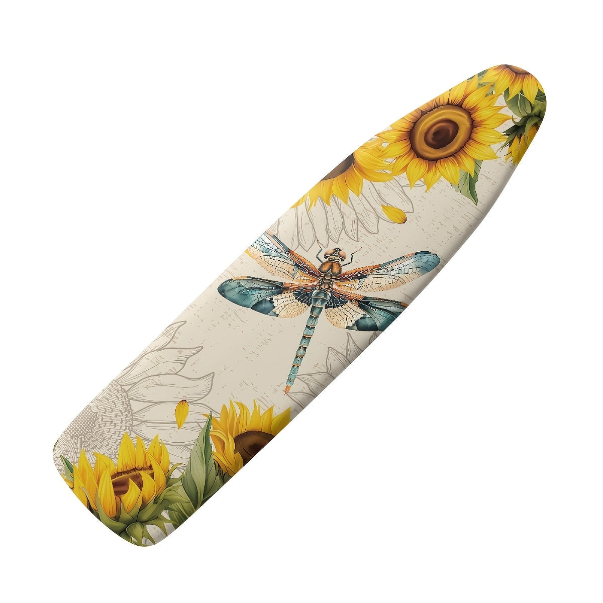 Vintage Art Dragonfly Sunflower Ironing Board Dust Cover Heat-Resistant Elastic Drawstring