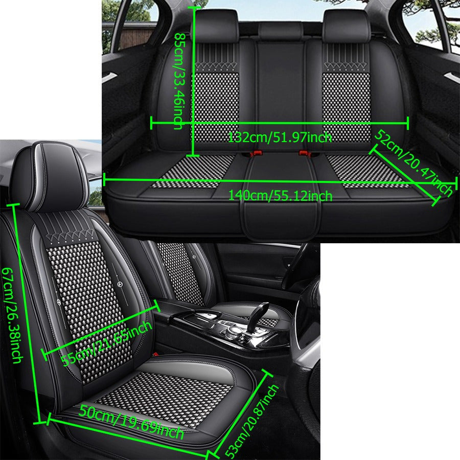 Universal Car Seat Covers Breathable Fabric Full Set Black Red Five Seat