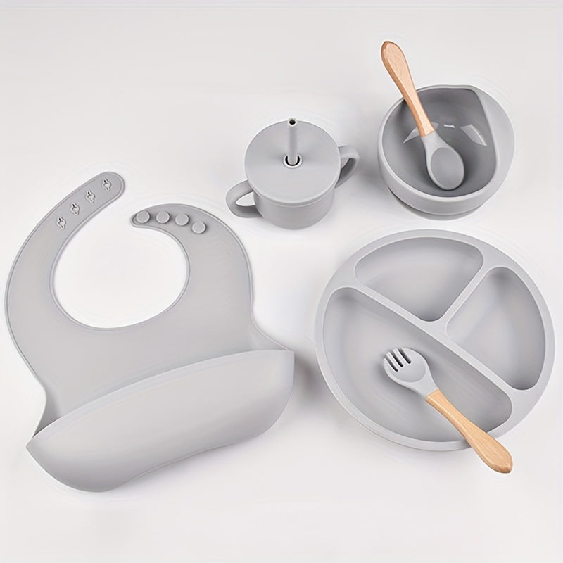 Набор детской силиконовой посуды: включает в себя тарелку с присоской, миску, нагрудник, вилку и ложку, стакан с трубочкой - без BPA и безопасен для детей от 0 до 3 лет - идеальный пасхальный подарок для малышей