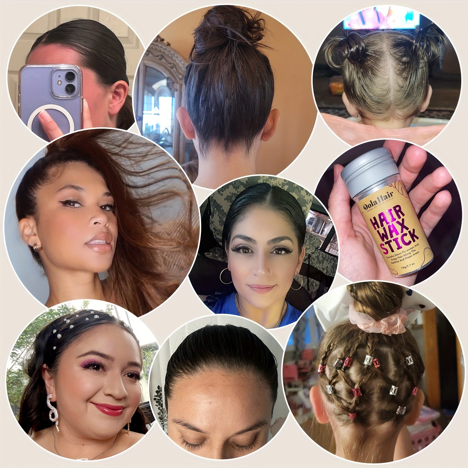 Hair Styling Wax Stick for Flyaways and Smoothing Non-Greasy Hair Pomade