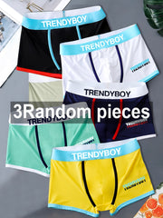 TrendyBoy Erkaklar uchun Boxer Briefs 3-Paket - Yumshoq poliester to'qima, cho'ziluvchan, alfavit naqshi va yamoq tafsilotlari, 95% poliester, 5% elastan