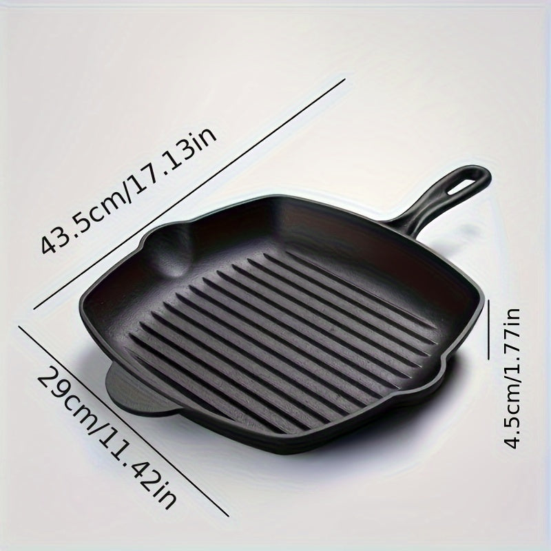 Large Cast Iron Steak Frying Pan for Gas and Electric Stoves, Flat Design