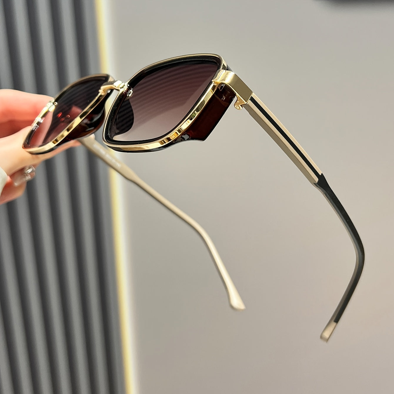 Женские очки с двойной металлической рамкой и прозрачными линзами