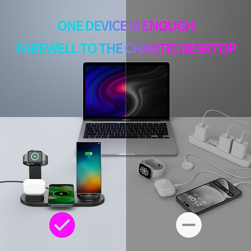 Cargador inalámbrico de 15W para iPhone, Samsung, AirPods y relojes inteligentes Carga rápida