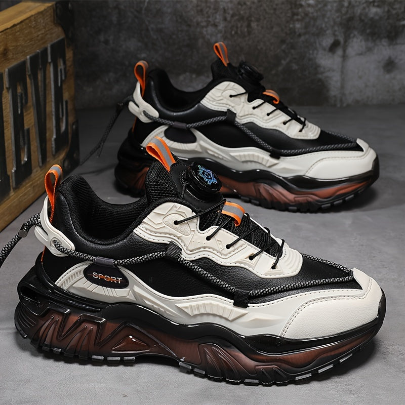 Men's Casual Sneakers Low Top Leather Upper Comfortable Durable Solid Color Shoes