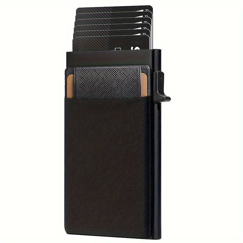 Men's Black Aluminum RFID Wallet with Dual Layer Back and Card Holder