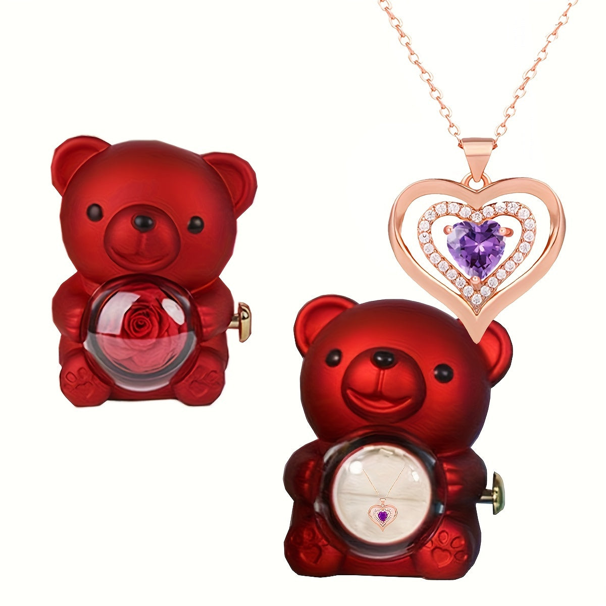 Abadiy sevgi sovg'asini bering, bizning Ikki Yurakli Olmos Pendanti bilan to'ldirilgan Rose Gift Box - Ona, Xotin, Qiz, Do'st uchun ideal zargarlik. Rojdestvo, Sevishganlar kuni, Yubileylar, Onalar kuni, Tug'ilgan kunlar, To'ylar va uchun mukammal.