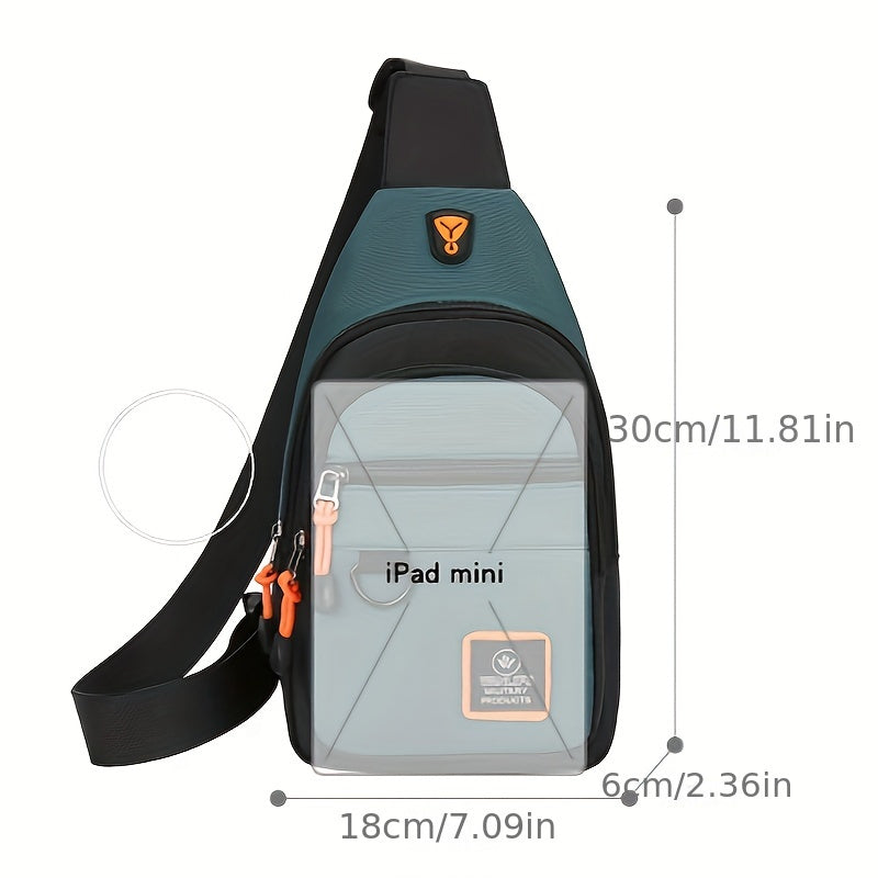 Lightweight Oxford Fabric Chest Bag for Outdoor Activities with Zipper Closure