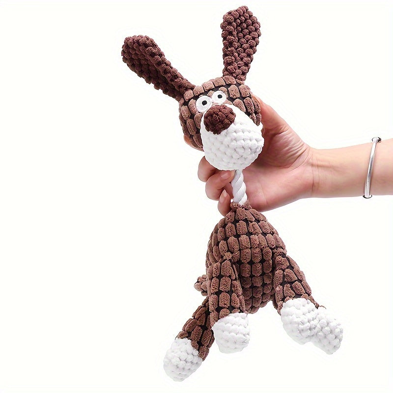 Corduroy Donkey-Shaped Dog Chew Toy with Squeaker for All Breeds