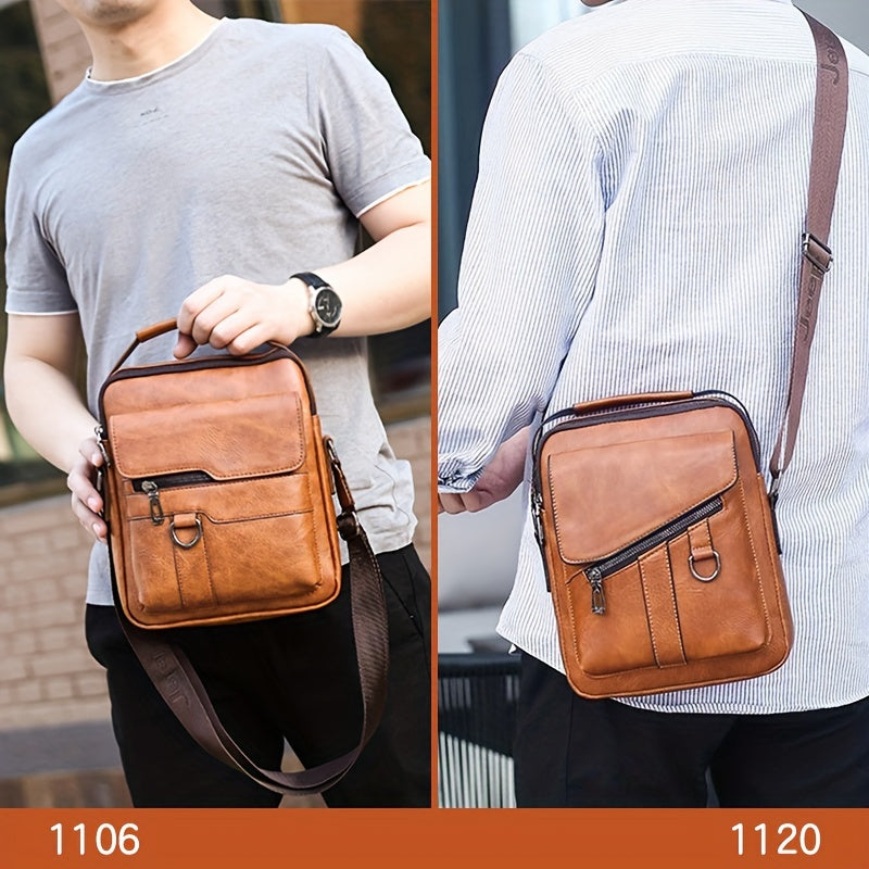Men's Large Capacity Crossbody Bag with Adjustable Strap Multi-Pocket Durable Solid Color for Daily Commute and Travel