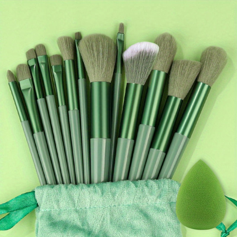 13Pc Soft Fluffy Makeup Brush Set Including Sponges for Face Eyeshadow Blending