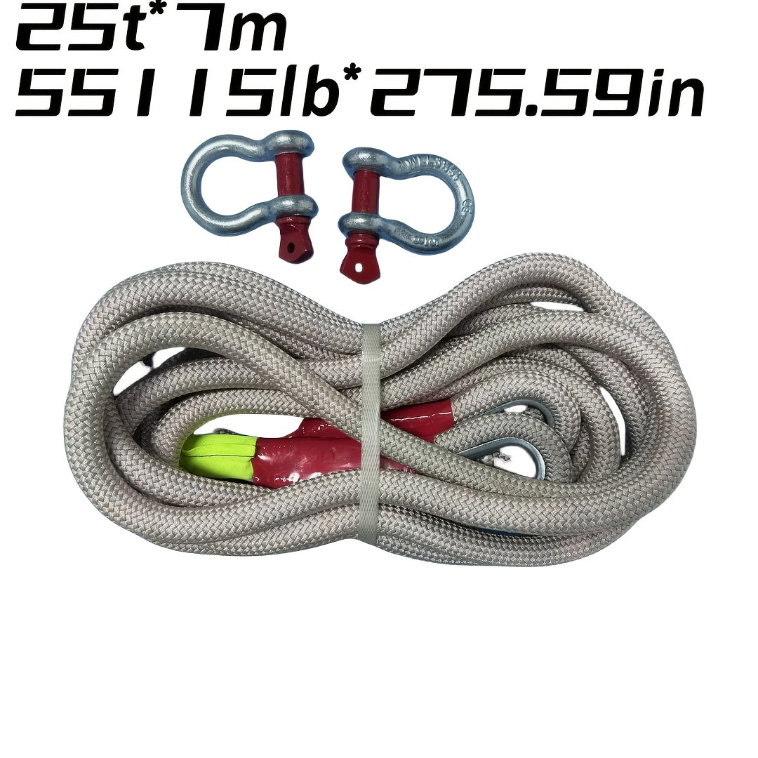 Cuerda de remolque de alta resistencia 5500 lb, recuperación de emergencia para coche, poliéster, gancho de acero reflectante