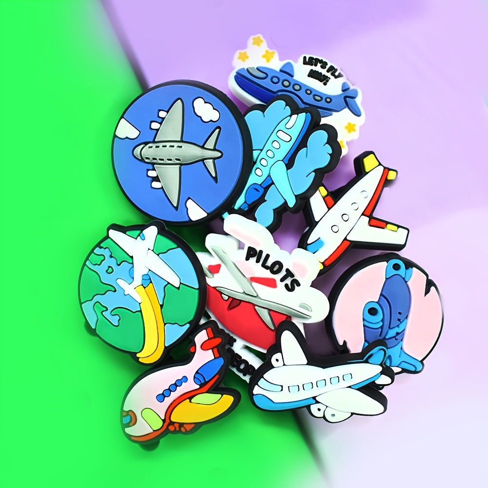 16pcs Kids Plastic Plane Shoe Charms Aircraft Airplane Shoe Accessories