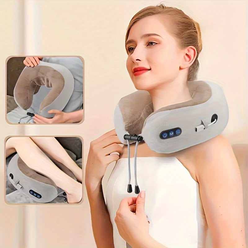 USB Rechargeable U-Shaped Neck Massager with Electric Kneading and Multi-Function