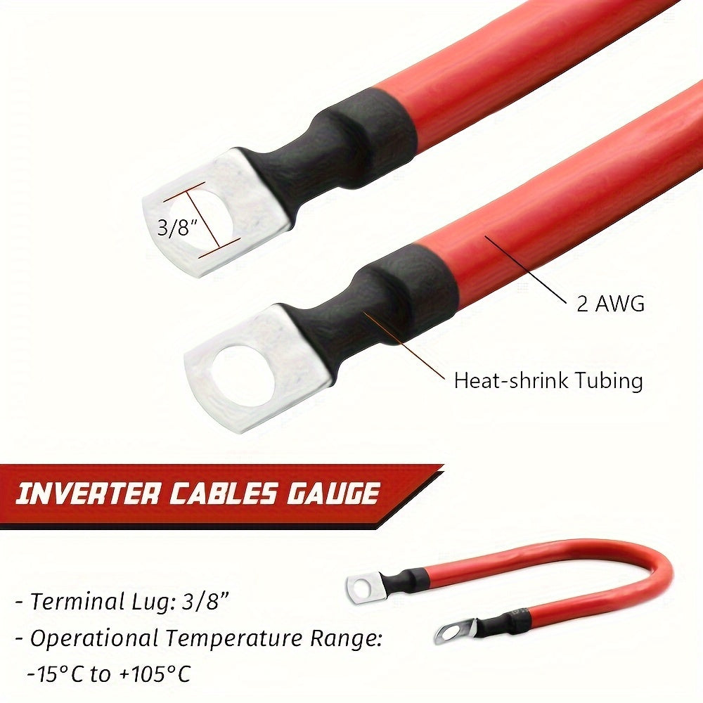 Комплект кабелей для аккумулятора 2AWG красный и черный 30/50/70/100 см с клеммами для транспортных средств