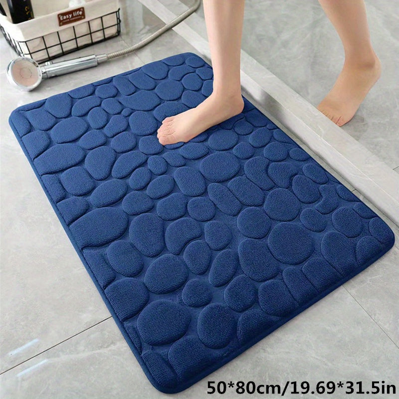 Alfombra de baño de espuma viscoelástica con patrón geométrico, antideslizante, absorbente, tejida plana, de poliéster, de 1.5 cm de grosor