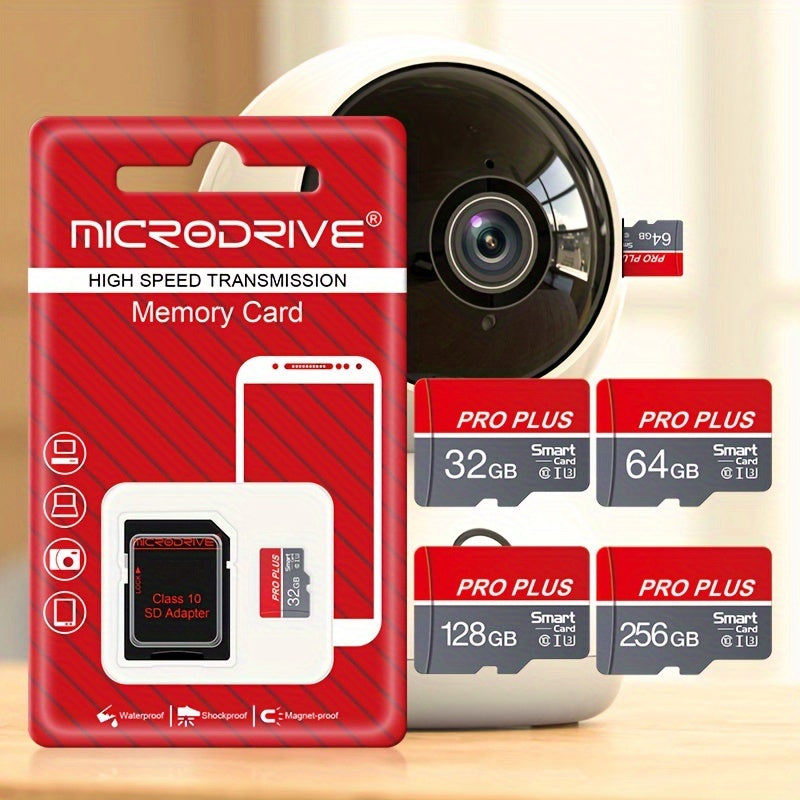 High-Speed U3 Class 10 MicroSD Card 16GB to 256GB with SD Adapter for Smartphones and Tablets