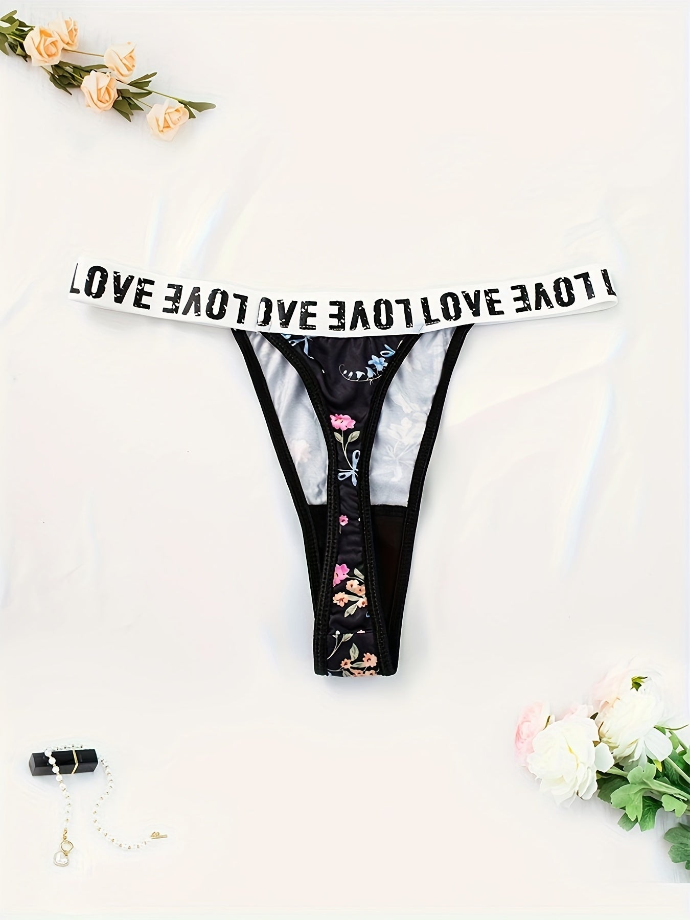 Women's Floral Lace Low Waist Thong Panties Sexy Lingerie