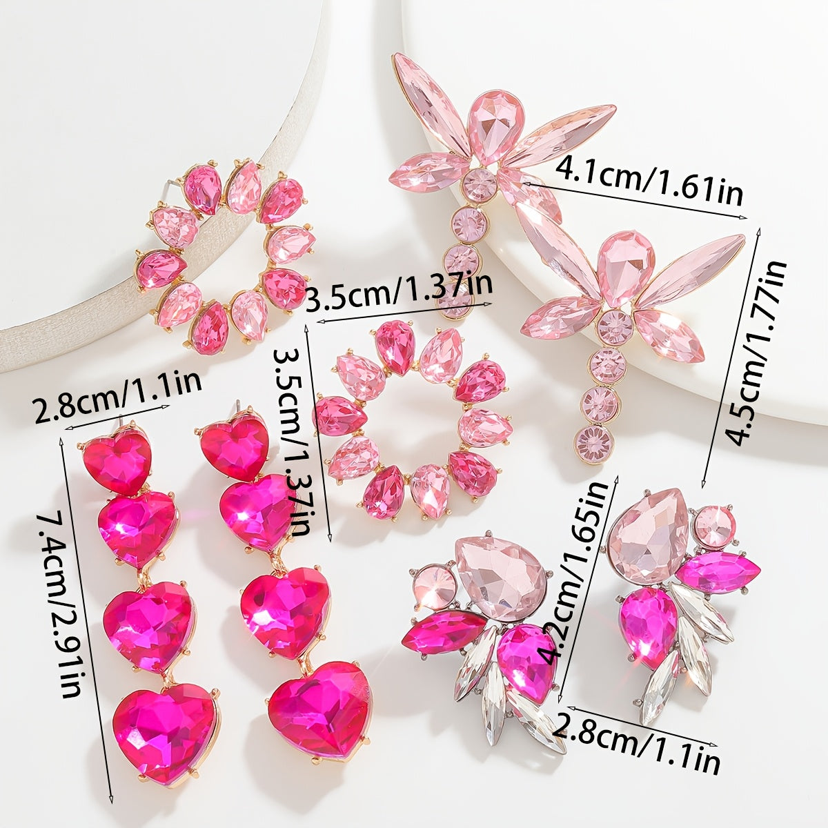 Yurak shaklidagi tassel taqinchoq, rhinestones, dragonfly qanotlari, zanglamas po'latdan tayanchlar, qotishma zargarlik ayollar uchun