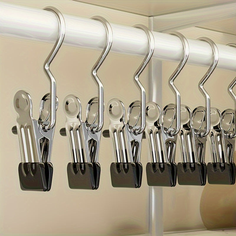Stainless Steel Laundry Clips with Hooks for Socks and Clothes Organization