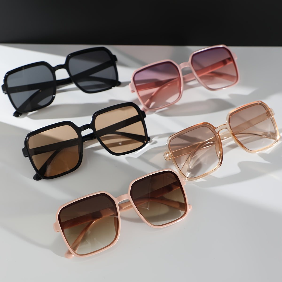 5-Pack Women's Oversized Square Glasses with Anti-Reflective PC Lenses and Plastic Frames